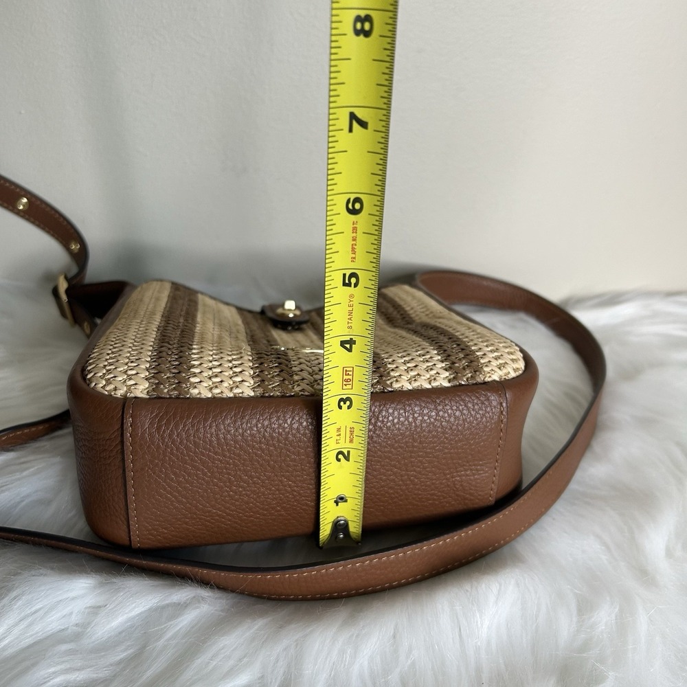 Coach Hadley Mini Straw Leather Striped Crossbody Brown Tan CM563 - Picture 11 of 11